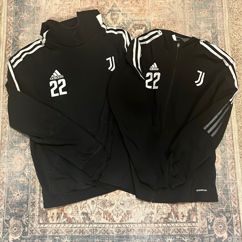 Lot of Juventus Adidas gear sweatshirt and windbreaker